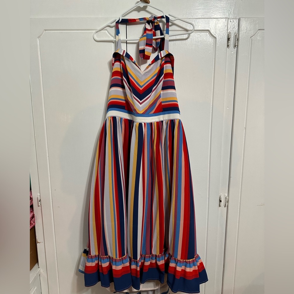 ModCloth Colorful Stripe Halter Dress